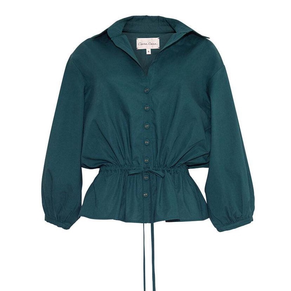 Cara Cara Deep Teal Button-Up Blouse